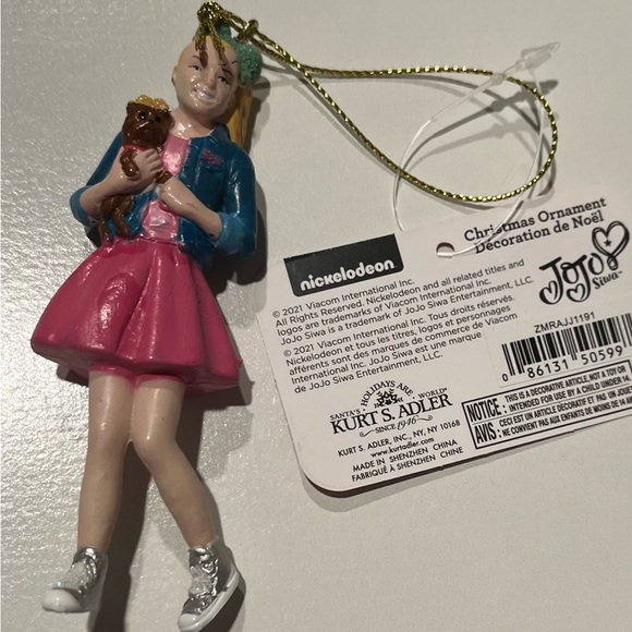KSA/Nickelodeon Pink and Blue Jojo Siwa Figure Christmas Ornaments 4" - Picture 6 of 6